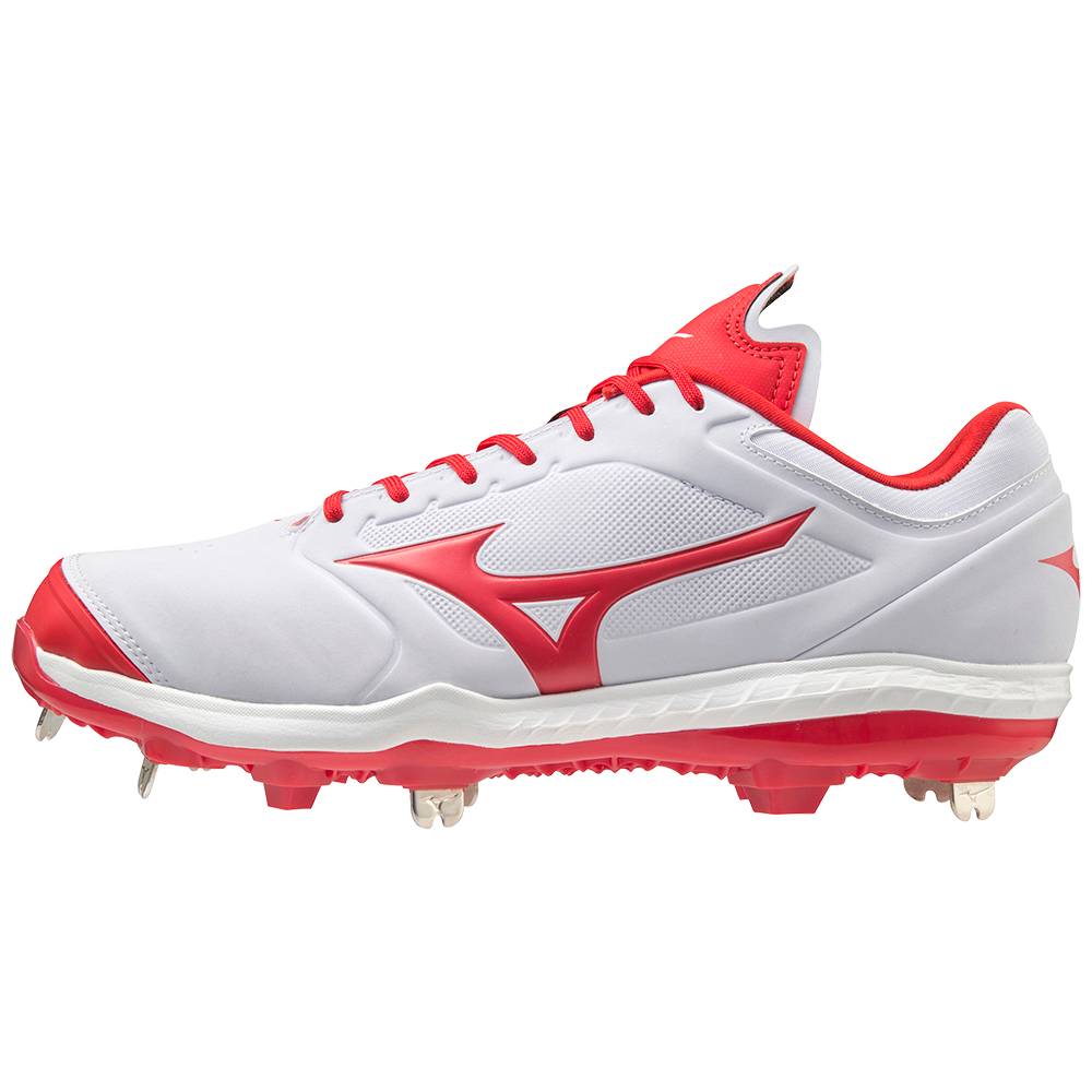 Mizuno Sweep 5 Rövidszárú Metal Női Softball Cipő Fehér/Piros ENC071569